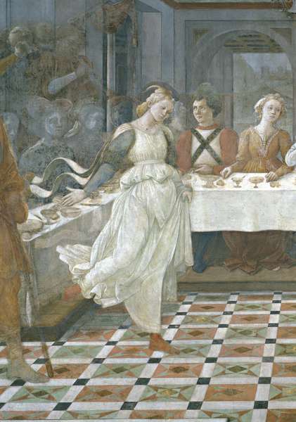 Affresco con Salomè che danza di fronte ai commensali del banchetto di Erode