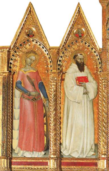 Polittico di Giovanni da Milano, particolare con i santi Caterina d’Alessandria e Bernardo